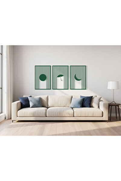 KEYWEL 3 Parça Modern Minimalist Çizgisel Ahşap Tablo Seti | Dekoratif MDF