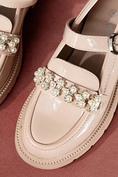 Zaira Pantofi casual copii roz din piele ecologica lacuita Aliya #21268 - 35