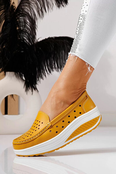 Zaira Pantofi casual dama galbeni din piele naturala Adelina #21530