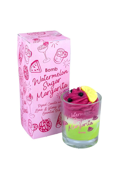 Bomb Cosmetics Watermelon Sugar Margarita Piped Scented Candle in Glass Jar