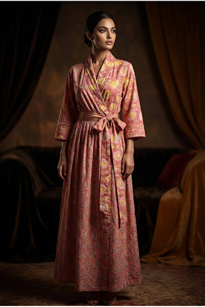 OEM Hand-printed cotton wrap dress
