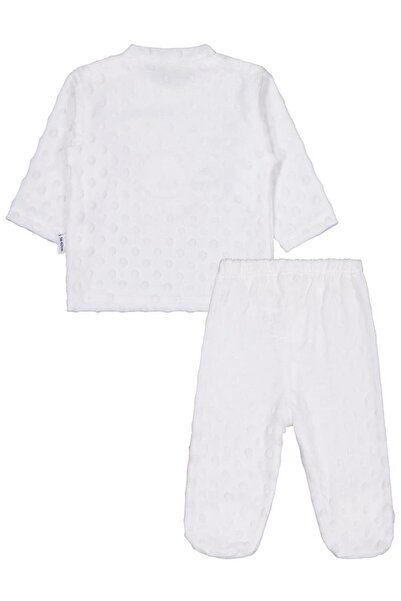 Minidamla Rabbit Bear Booties 2-Piece Pajama Set 1-6 Months Pajama Set - Ecru 6-9 Months