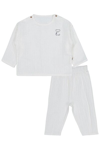 Civil Baby Teddy Bear Printed 6-18 Months Set - Ecru 6-9 Months