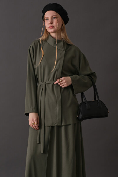 ZÜLAYS Asimetrik Yaka Gömlek Haki