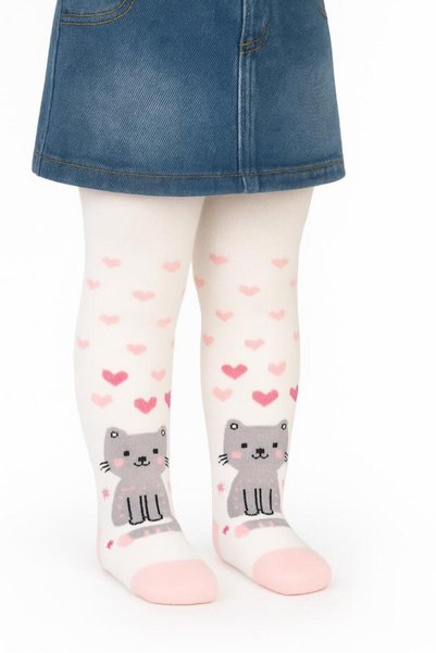 Civil Baby Kedi 6-18 Ay Bebek Kız Külotlu Çorap - Ekru 12 Ay