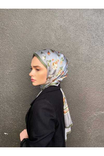 tomrisboutique شال حريري فاخر من الفوال حجاب وشاح بنقشة زهور 70 × 180 سم