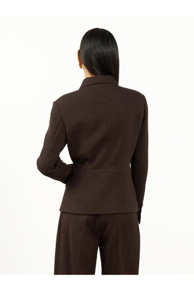 Juste Textured Shirt Collar Jacket Brown