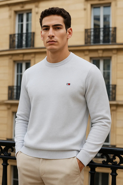 comstar Мъжки зимен ежедневен велосипеден пуловер с бял врат