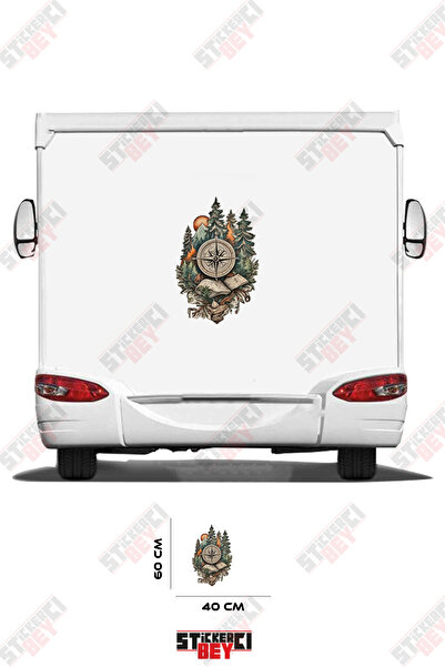 STİCKERCI BEY ملصق كارافان مع صورة البوصلة والشجرة