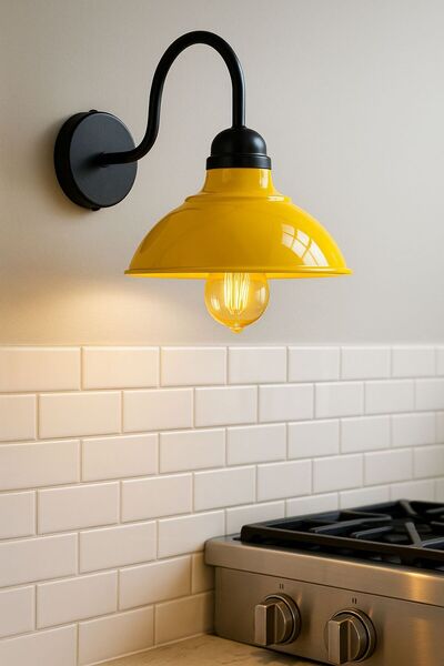 Retrolamp RTA112-107 Sarı Metal Duvar Lambası Cafe Mutfak Restoran Salon Koridor Dekoratif Aplik