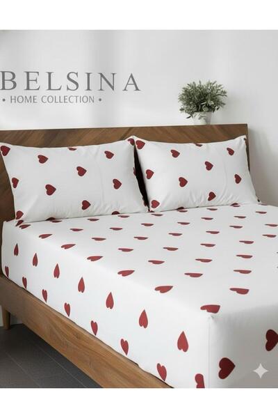 VODDİ Preveliki uzorak srca | Čaršav sa lastišem set | 90% Pamuk | 180x200 cm