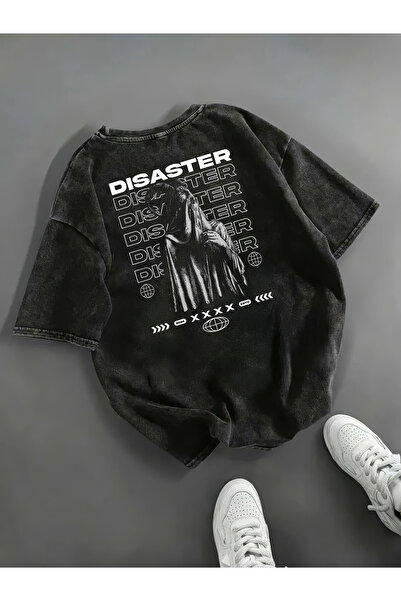 Freak Tshirt Black Color Printed Unisex Oversized Cut Washed Vintage T-Shirt