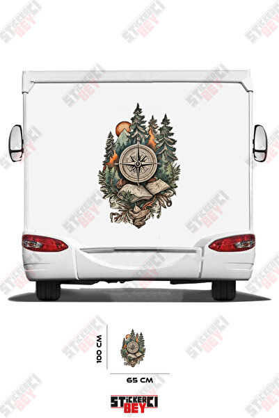 STİCKERCI BEY ملصق كارافان مع صورة البوصلة والشجرة