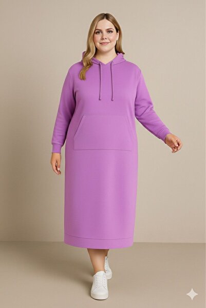 MAY MARA Plus Size 3 Yarn Dress with Pockets and Hood