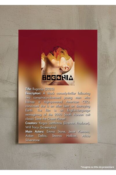 VreauPoster Poster Infografic Film Bugonia (2025), Comedie SF, A4, Carton 250...