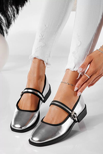 Zaira Balerini dama argintii din piele ecologica Jain #20933 - 40
