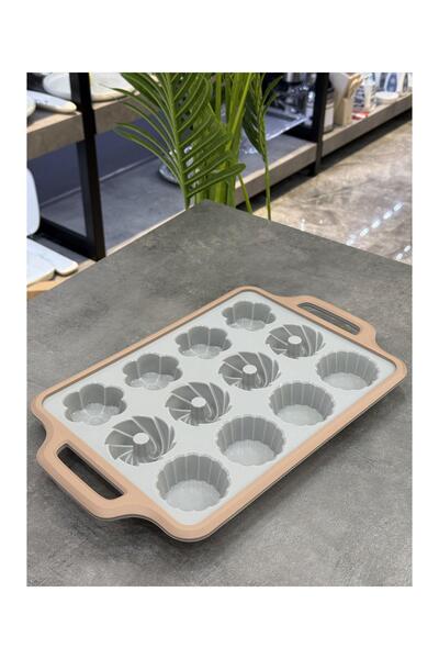 Doğudeko قالب مافن من السيليكون الفاخر مكون من 12 قطعة