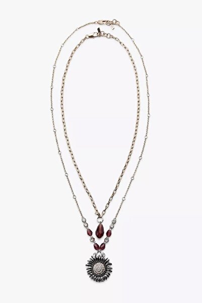 New Obsessions Brand Antique Gold Flower Dangle 2-Piece Necklace Set