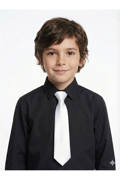 Masal Dünyası Bursa ربطة عنق للأولاد باللون الأبيض الساتان مقاس الطول 36 سم و...