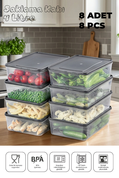 Mefa Mutfak Refrigerator Organizer Storage Container Suitable for Microwave a...