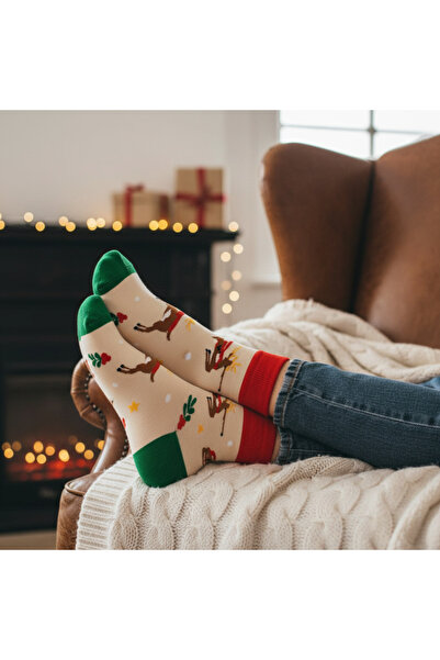 zola Christmas themed socks, reindeer pattern, unisex, universal size