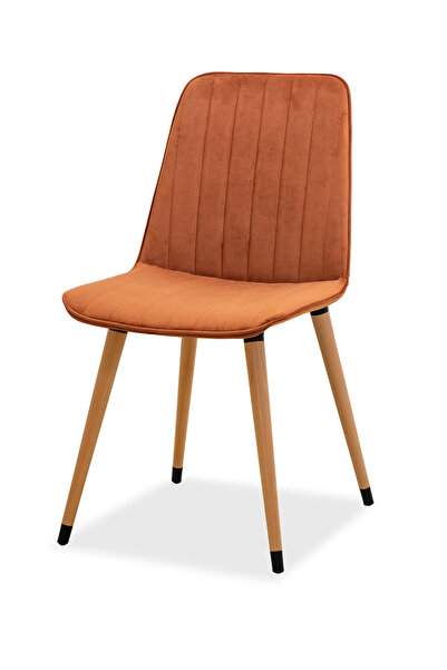 Estelia Kapadokya Sandalye – Baby Face Taba Kumaş – Ahşap Naturel Ayak – 1 Adet