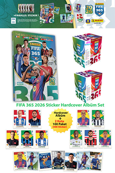 hediyecik ألبوم ملصقات بانيني فيفا 365 - 2026 بغلاف صلب + علبتان تحتويان على ...