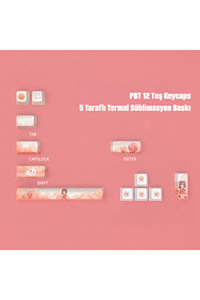 silabor PBT Süblimasyonlu ek klavye tuş takımı Mekanik Klavye Yüksek derecede özelleştirilmiş 12 tuş