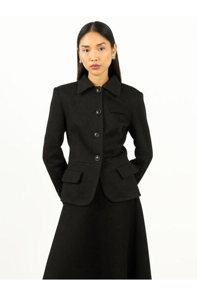 Juste Textured Shirt Collar Jacket Black