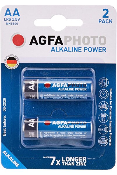 AgfaPhoto بطاريات قلوية طويلة الأمد LR06 AA عبوة من بطاريتين