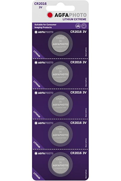 AgfaPhoto بطارية ليثيوم CR2016 3V، عبوة من 5 قطع