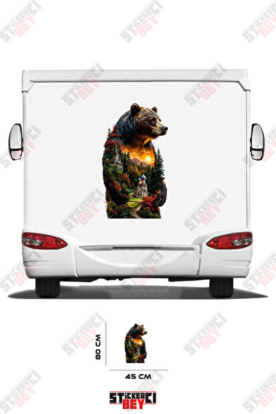 STİCKERCI BEY Nature Patterned Bear Visual Caravan Sticker Coating