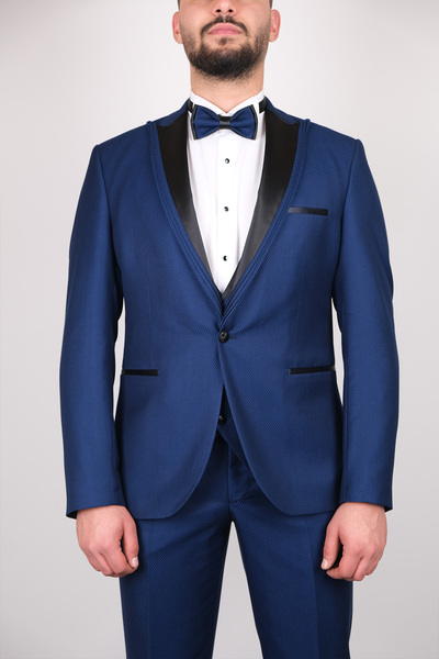 SERKAN SEVİNÇ Slim Fit Erkek Kırlangıç Çift Yaka Desenli Smokin
