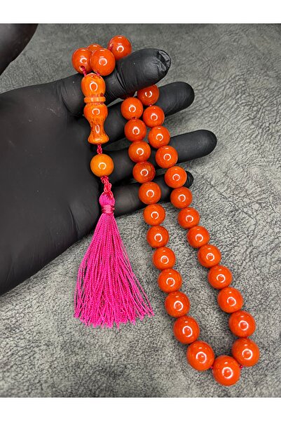 Mos Tespih مسبحة صلاة عنبرية مضغوطة ذات حجم كبير ومزينة بشراشيب