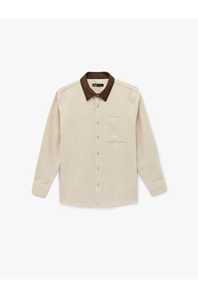 Koton Regular Fit Pocketed Color Contrast Classic Collar Long Sleeve Shirt