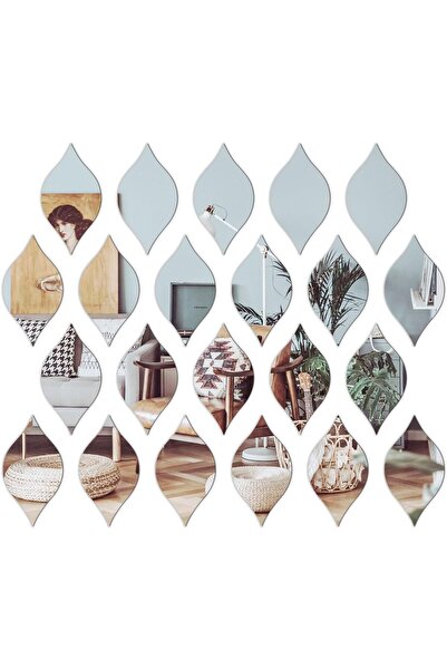 Slasa Acrylic Teardrop Mirror Wall Stickers, 24 Pieces (Water Drops Silver)