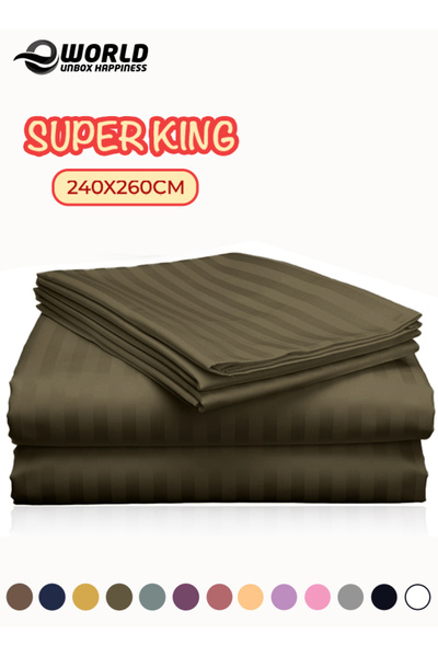 e world unbox happiness 3 Piece Super King Striped Bed Sheet Set – Flat Sheet...