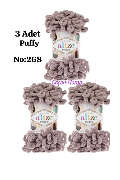 ÇEÇEN HOME (3 Pieces) Puffy Hand Knitting Yarn 268 Poncho Blanket Yarn Scarf Cardigan Mat Yarn 100 Gr. 9Mt.