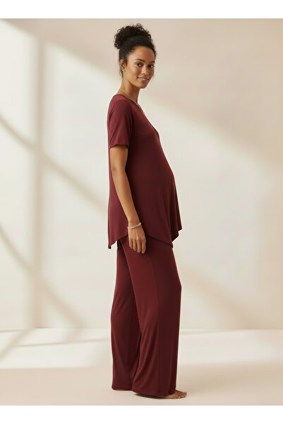 SARE ERKMEN Maternity Clothing Combed Cotton (Stretch Fabric) Top and Bottom Set