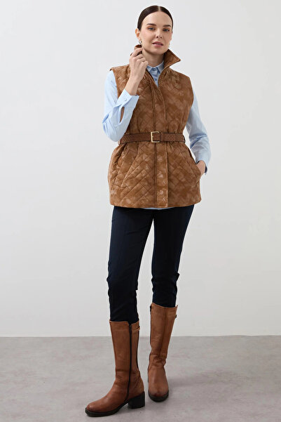 indigo giyim Quilted Cube Patterned Vest 9050