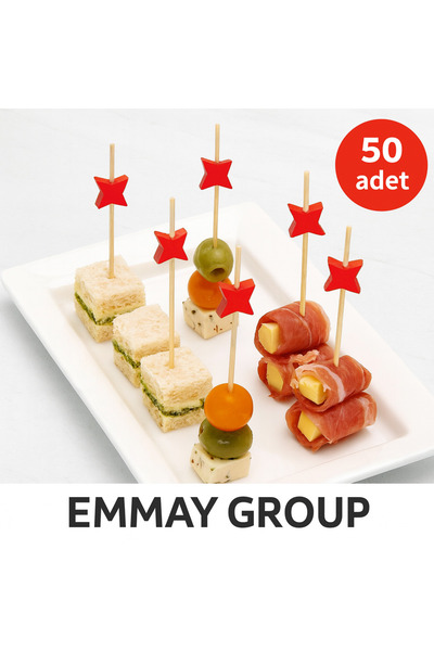 İthal • Sevgililer Gününe Özel • Kırmızı Yıldız Figürlü 12 cm Bambu Kürdan •