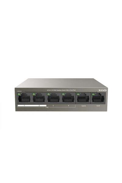 Tenda TEF1106P 6 منافذ 4 منافذ Poe + 10-100 + 2 منافذ Uplink Switch حامل رف م...
