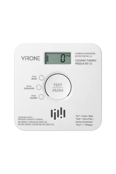 Virone Ανιχνευτής μονοξειδίου του άνθρακα VIRONE, 2 x AA, LCD, buton TEST, du...