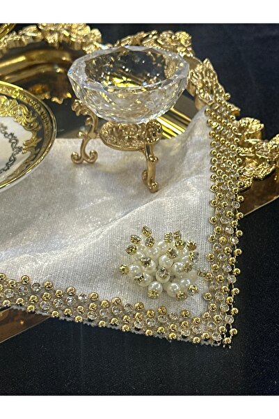 pırıltı home 3 Pieces Cocktail Presentation Napkins Luxury Stone Brown Presen...