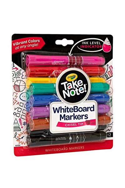 Crayola Take Note Dry Erase Markers, Chisel Tip, 12 Count