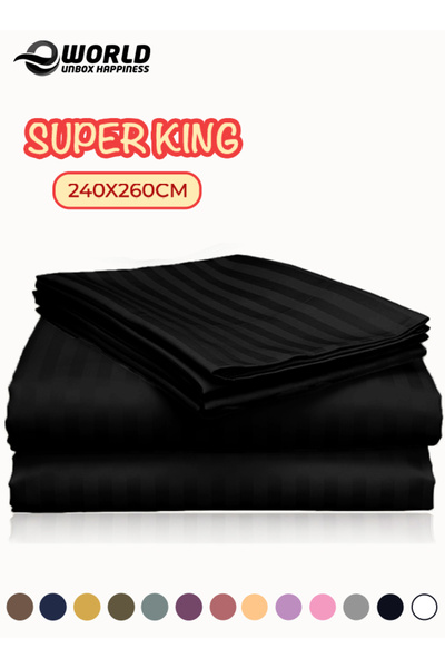 e world unbox happiness 3 Piece Super King Striped Bed Sheet Set – Flat Sheet...