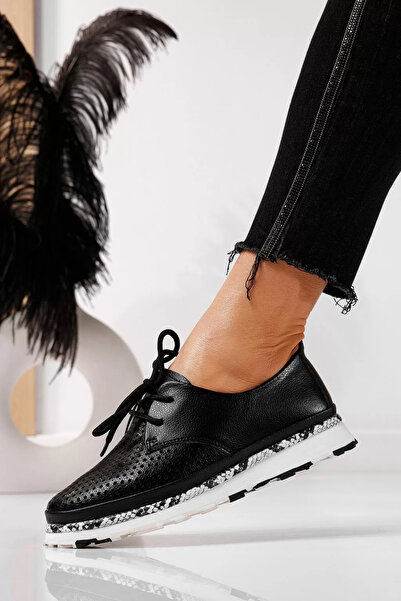 Zaira Γυναικεία μαύρα casual παπούτσια από γνήσιο δέρμα Ada #21573