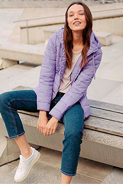 Tchibo Women Hooded Quilted Long Sleeve Jacket, Purple