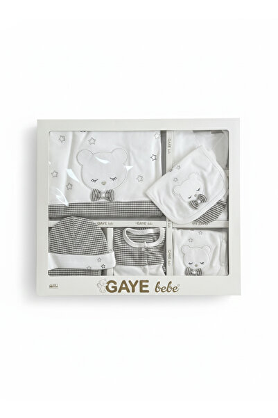 Gaye Bebe - Premium %100 Pamuk 10lu Hastane Çıkış Seti- Kahverengi - Ayıcık N...