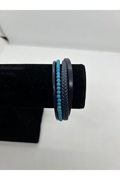 GiftPack سوار رجالي من حجر اللازورد باللون الأزرق الداكن